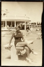 pretty blonde girl in swimsuit, Balatonfüred, Vintage fine art Photograph, 1920' picture