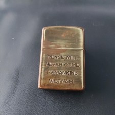 Vintage 1973-74 ZIPPO Vietnam War Cu Chi Snoopy Solid Brass Lighter Rare picture