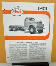 1957 Mack Truck Model B 421S Specification Sheet picture