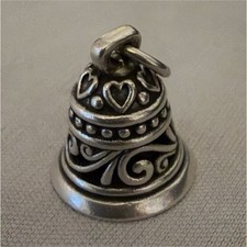 Avery 925 Sterling Silver Heart Bell Charm Pendant w/ Hanging Loop picture