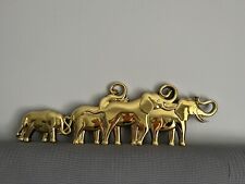 Vintage Syroco #7635 Elephants Herd Gold 3D Plaque Wall Decoration Accent 38” picture