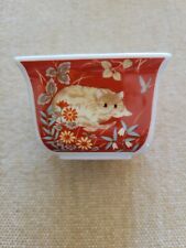 Vintage Cathy trinket dish/cat, flowers, butterfly/Takahashi San Francisco picture