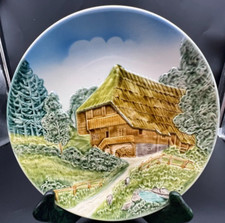 Germany Majolica Bas Relief Plate-Chalet in the Woods picture