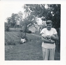 Man Holding 4 Sweet Cute Little Baby Kitten Cats 1965 vintage snapshot photo picture