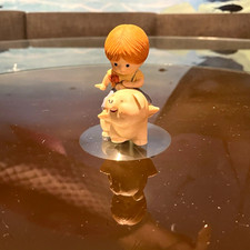 Vintage 1981 Enesco Country Cousins Redhead Girl Riding Pig Figurine picture
