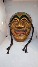 Korean Hahoe Yangban Wood Mask Hand Carved Movable Jaw Folk Art Wall Decor picture