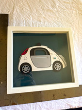Framed 3D Handcut Paper Cars & Vehicles Waymo image 12x10 picture