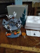 VTG PartyLite Halloween Ceramic Haunted Tealight House Candle Holder P7311 w Box picture