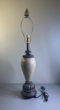Vintage Faux Marble Inlay Ornate Traditional Table Lamp 32'' TESTED picture