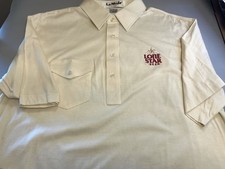 Lone Star Beer Cream Polo Shirt Embroidered Logo 100% Pima Cotton XL 1980s New picture