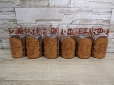 6 MCM Vtg Bamco Libbey Highball Glasses Western Themed Tooled Leather Holders picture