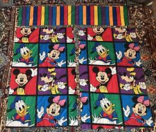 Vtg 4pc Disney Mickey Mouse Color Block Sheet Curtains Valance Goofy USA Twin picture