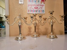 Vintage Ianthe Silver Plated Candle Holder 3pc Set/ Great Condition picture