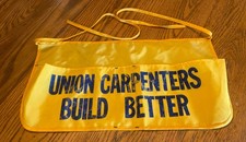 Rare Tool Apron UNION CARPENTERS Yellow Vintage Union Build Better picture