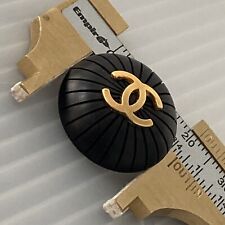 Rare Auth vTg CHANEL BOUTIQUE Button 3D Domed CC logo Gold on Black resin 21mm picture