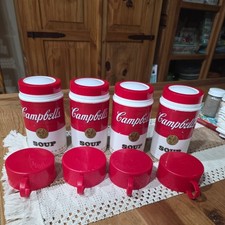 2 CAMPBELL'S SOUP 1998 Plastic Can-Tainer Thermos ~SHIPS USPS Priority Mail picture