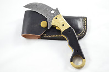 Amazing Handmade Damascus Steel  Bladed Black Micarta Handled  Pocket Knife picture