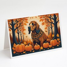 Caroline's Treasures Bloodhound Fall Greeting Cards Pack of 8 DAC1021GCA7P picture
