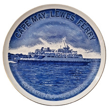 Vintage 1970s Cape May-Lewes Ferry Souvenir Ceramic Wall Plate Decor picture