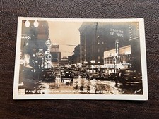 RPPC Portland Oregon Downtown Street Scene Broadway on Rainy Night 1946 picture
