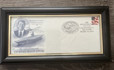 RONALD REGAN Commissioning Of The USS (CVN 76) Collectable Vintage Framed picture