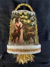 Antique Look Scrap Christmas Ornament,   ANGEL  Feeding DEER,  Tree,   Handmade picture