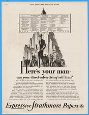 1929 Strathmore Paper Co Mittineague MA Here's Your Man Direct Advertising Ad picture