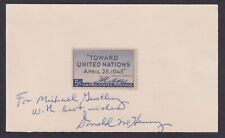 Donald McHenry (1936-), US Ambassador to UN, signed Towards United Nations stamp picture
