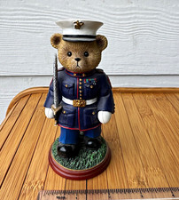 The Hamilton Collection Semper Fi Dress Blues Bear Figurine Resin USMC 5” picture
