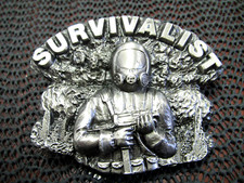 SURVIVALIST APOCALYPSE ARMAGEDDON PREPPER BELT BUCKLE VINTAGE RARE 1983 USA picture