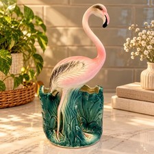 Vintage Napco Japan Pink Flamingo Planter 9
