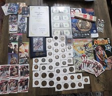 Old Grandpa’s Junk Drawer Lot Silver  .999,Coins,VintageCard 80+ Items,Jewelry picture