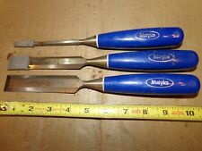 3 Marples Wood Chisels Sheffield England Blue Handles picture