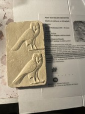 Vintage Louvre Museum Egyptian Owl Relief Plaque Plaster Cast Replica RMN Box picture