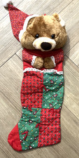 Vintage Teddy Bear 3D Patchwork Christmas Stocking Plush 18” picture