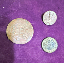 Vintage US Military Insignia Lot - Cavalry Rosette, USMC Button, Infantry Disc picture