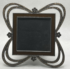 Vintage Axco Square Photo Frame Muave Brown Rhinestones 3x3 Bohemian Dainty Cute picture