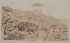 GAZEBO LOOKOUT POST ON ROCKY COAST REAL PHOTO POSTCARD ME MAINE 1920s RPPC picture
