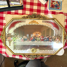 Vintage Italian Last Supper Shadow Box Ornate Gold Frame 24” 1940s–60s picture