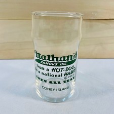 Vintage Nathan's Famous Coney Island Hot Dog National Habit Glass Advertising picture