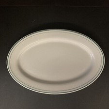 Caribe China Loubat New Orleans LA Restaurant Ware Oval Platter Green Stripe 14
