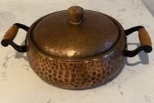 Stockli Netstal Swiss Made Hammered Copper Pot Double Wood Handles With Lid picture