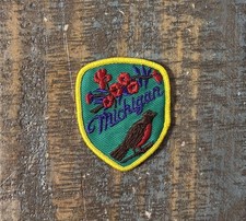 Vintage Michigan Robin Bird Apple Blossom State Travel Souvenir Patch NOS 1970s picture