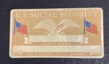 NEW Vintage Brass Metal Engravable U.S. Social Security Card picture