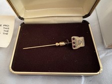 Vintage 1/10 12k GF State Farm Insurance Service Award Pin 3 Red Stones With Box picture
