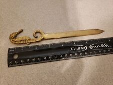 Vintage Solid Yellow Brass Seahorse Letter Opener Nautical Theme picture