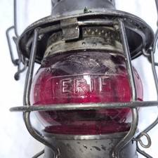 Antique Erie Railroad Armspear 1925 Lantern w/ Embossed Adlake Kero Red Globe picture
