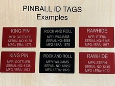 Custom Engraved Metal Pinball Cabinet Serial ID Tags Coated Aluminum- Set of 2 picture