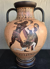 Replica Greek Exekias Black Figure Amphora Achilles and Penthesilea Vase Decor picture