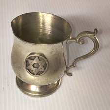 Vintage Sheffield English Pewter Judaica Kiddush Cup picture